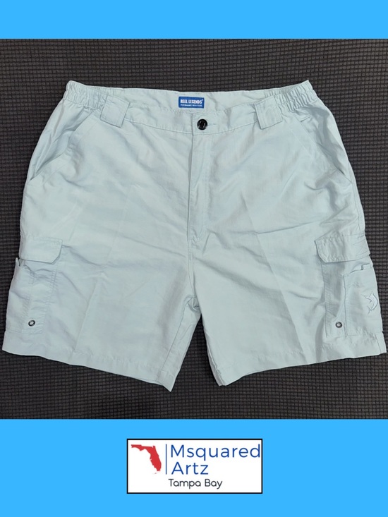 Reel Legends Other - Reel Legends Fishing Shorts Mens XL Mint Blue Green Nylon Performance Cargo